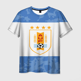 Мужская футболка 3D с принтом Сборная Уругвая в Тюмени, 100% полиэфир | прямой крой, круглый вырез горловины, длина до линии бедер | кавани | португалия | россия | спорт | суарес | уругвай | футбол | чемпионат мира | чемпионат мира по футболу | чм | эдинсон кавани