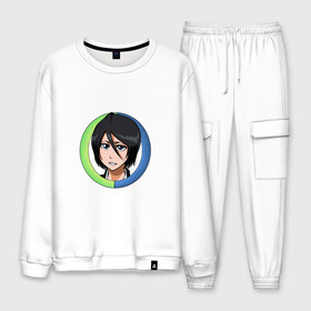 Мужской костюм хлопок с принтом Rukia Kuchiki Bleach в Тюмени, 100% хлопок | на свитшоте круглая горловина, мягкая резинка по низу. Брюки заужены к низу, на них два вида карманов: два “обычных” по бокам и два объемных, с клапанами, расположенные ниже линии бедра. Брюки с мягкой трикотажной резинкой на поясе и по низу штанин. В поясе для дополнительного комфорта — широкие завязки | Тематика изображения на принте: anime | bleach | hero | ichigo kurosaki | manga | rukia kuchiki | блич | герой | ичиго куросаки | рукия