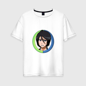 Женская футболка хлопок Oversize с принтом Rukia Kuchiki Bleach в Тюмени, 100% хлопок | свободный крой, круглый ворот, спущенный рукав, длина до линии бедер
 | anime | bleach | hero | ichigo kurosaki | manga | rukia kuchiki | блич | герой | ичиго куросаки | рукия