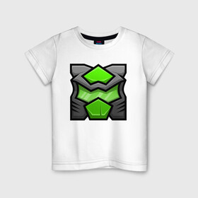 Детская футболка хлопок с принтом Geometry Dash | Doom (Z) в Тюмени, 100% хлопок | круглый вырез горловины, полуприлегающий силуэт, длина до линии бедер | Тематика изображения на принте: 2d | arcade | game | geometry dash | meltdown | robtop | аркада | геометрический тире | раннер