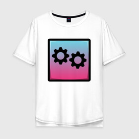 Мужская футболка хлопок Oversize с принтом Geometry Dash | Gear (Z) в Тюмени, 100% хлопок | свободный крой, круглый ворот, “спинка” длиннее передней части | 2d | arcade | game | geometry dash | meltdown | robtop | аркада | геометрический тире | раннер