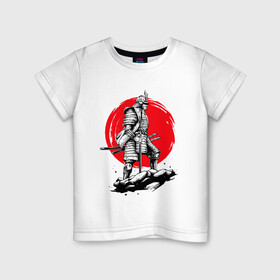 Детская футболка хлопок с принтом Воин-самурай в Тюмени, 100% хлопок | круглый вырез горловины, полуприлегающий силуэт, длина до линии бедер | asia | asian | china | chinese | japan | japanese | japanese art | martial arts | ninja | samurai | sword | warrior | азиатский | азия | боевые искусства | китай | китайский | меч | ниндзя | самурай | япония | японское искусство