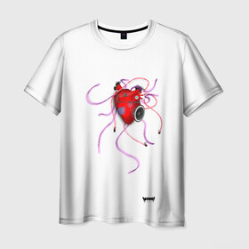 Мужская футболка 3D с принтом Yami: listen to my heart 3D в Тюмени, 100% полиэфир | прямой крой, круглый вырез горловины, длина до линии бедер | heart | listen to my heart | yami | гитара | киберпанк | колонки | провода | сердце | трубки