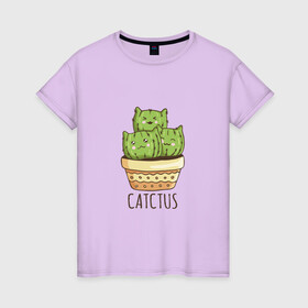 Женская футболка хлопок с принтом Котики Кактусы Catctus в Тюмени, 100% хлопок | прямой крой, круглый вырез горловины, длина до линии бедер, слегка спущенное плечо | cactus | cat | cats | cute cactus | english words | kitten | kitty | puss | pussy | pussycat | кактус в горшке | киски | кисы | котёнок | котики | коты в виде кактусов | коты кактусы | котята | котята кактусы | котятки | кошечки | кошка | мил