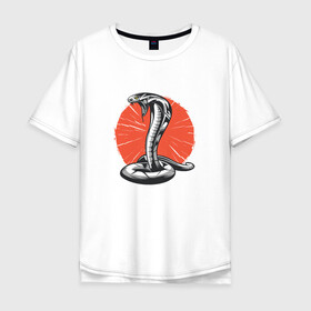 Мужская футболка хлопок Oversize с принтом Японская Кобра | Japan Cobra в Тюмени, 100% хлопок | свободный крой, круглый ворот, “спинка” длиннее передней части | Тематика изображения на принте: art | asp | aspid | cobra kai | japanese | poison | poisoned | red sun | snake | vemonous | venom | viper | арт | вайпер | восходящее солнце | змея | иллюстрация | кобра кай | красное солнце | рисунок кобры | солнце | яд | яд