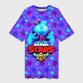 Платье-футболка 3D с принтом Brawl Stars | Blue в Тюмени,  |  | brawl | bull | colette | colette navigator | colonel ruffs | d4r ry1 | dark lord spike | leon | nani | ruffs ronin | spike | stars | surge | астробулл | астробык | бравл | гавс ронин | генерал гавс | дерил | колетт навигатор | леон | н