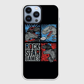 Чехол для iPhone 13 Pro Max с принтом Rock Star Dino Динозавр геймер в Тюмени,  |  | Тематика изображения на принте: dino | games | roar | rock | rock star | t rex | дино | динозавр | динозавры | рок | рокер