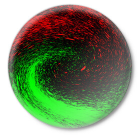 Значок с принтом КРАСНАЯ И ЗЕЛЕНАЯ КРАСКА в Тюмени,  металл | круглая форма, металлическая застежка в виде булавки | tegunvteg | брызги | зеленая | краска | красная | неон