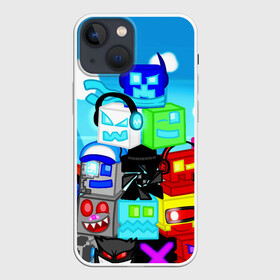 Чехол для iPhone 13 mini с принтом GEOMETRY DASH   ГЕОМЕТРИ ДАШ в Тюмени,  |  | 2d игра | android game. | geometry dash | mobile game | robtop | андроид игра | геометри даш | кубики | кубы | мобильная игра | неон