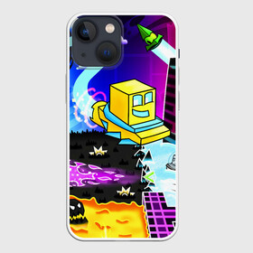 Чехол для iPhone 13 mini с принтом GEOMETRY DASH   ГЕОМЕТРИ ДАШ в Тюмени,  |  | 2d игра | geometry dash | mobile game | robtop | smile | андроид игра | арт. | геометри даш | добро и зло | инь янь | кубики | кубы | лица | мобильная игра | неон | смайлы