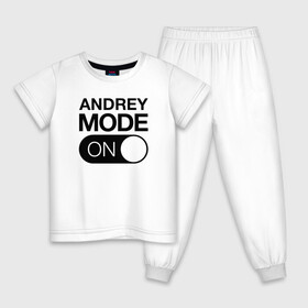 Детская пижама хлопок с принтом Andrey Mode On в Тюмени, 100% хлопок |  брюки и футболка прямого кроя, без карманов, на брюках мягкая резинка на поясе и по низу штанин
 | name | names | андрей | имена | имя | надписи | прикольные | стикер