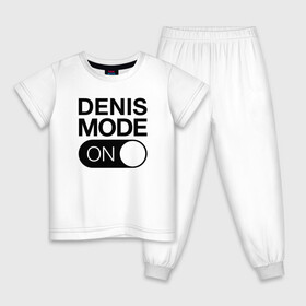Детская пижама хлопок с принтом Denis Mode On в Тюмени, 100% хлопок |  брюки и футболка прямого кроя, без карманов, на брюках мягкая резинка на поясе и по низу штанин
 | name | names | денис | имена | имя | надписи | прикольные | стикер