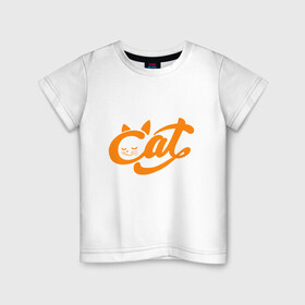 Детская футболка хлопок с принтом Кот - Cat в Тюмени, 100% хлопок | круглый вырез горловины, полуприлегающий силуэт, длина до линии бедер | animal | cat | cute | kitty | meow | друг | животные | киска | китти | кот | котенок | котик | котэ | кошечка | кошка | милый | мур | мяу | питомец | тигр