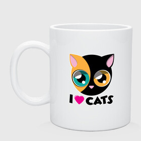 Кружка керамическая с принтом I Love Cats в Тюмени, керамика | объем — 330 мл, диаметр — 80 мм. Принт наносится на бока кружки, можно сделать два разных изображения | animal | cat | cute | kitty | love | meow | друг | животные | киска | китти | кот | котенок | котик | котэ | кошечка | кошка | милый | мур | мяу | питомец | тигр
