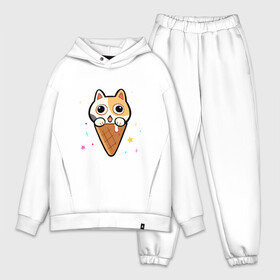 Мужской костюм хлопок OVERSIZE с принтом Ice Cream Cat в Тюмени,  |  | animal | cat | cute | kitty | meow | друг | животные | киска | китти | кот | котенок | котик | котэ | кошечка | кошка | милый | мороженое | мур | мяу | питомец | тигр