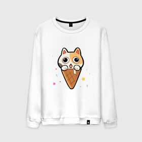 Мужской свитшот хлопок с принтом Ice Cream Cat в Тюмени, 100% хлопок |  | animal | cat | cute | kitty | meow | друг | животные | киска | китти | кот | котенок | котик | котэ | кошечка | кошка | милый | мороженое | мур | мяу | питомец | тигр