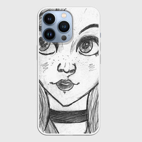 Чехол для iPhone 13 Pro с принтом девушка ч б с чокером в Тюмени,  |  | art | color | creator | digital | illustration | illustrator | marker | meow | monster | paint | watercolor | woman | акварель | арт | девушка | диджитал | иллюстрация | карандаш | краски | маркеры | монстр | няша | няшный | поп | рисунок | создание | тво