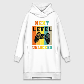 Платье-худи хлопок с принтом Next level unlocked в Тюмени,  |  | controller | funny | game | gamer | gaming | geek | level | next | retro | unlocked | video game | videogame | vintage | видеоигры | винтаж | игра | играть | игровой | игрок | игроку | игры | консоль | приставка | ретро