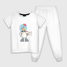 Детская пижама хлопок с принтом Сэнди в Тюмени, 100% хлопок |  брюки и футболка прямого кроя, без карманов, на брюках мягкая резинка на поясе и по низу штанин
 | sponge bob | spongebob squarepants | губка боб | губка боб квадратные штаны | спанч боб