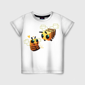 Детская футболка 3D с принтом Minecraft Bee в Тюмени, 100% гипоаллергенный полиэфир | прямой крой, круглый вырез горловины, длина до линии бедер, чуть спущенное плечо, ткань немного тянется | bee | minecraft | игры | насекомые | пчёлы
