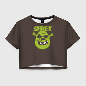 Женская футболка Crop-top 3D с принтом Shrek. True Ogre в Тюмени, 100% полиэстер | круглая горловина, длина футболки до линии талии, рукава с отворотами | charming | donkey | fiona | forever | gonna | is | me | once | pinocchio | roll | shrek | somebody | the | told | world | артур | в | гарольд | дракон | кот | лорд | мерлин | навсегда | огр | осел | пиноккио | пряник | сапогах | фаркуад | фиона