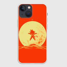 Чехол для iPhone 13 mini с принтом Гоку и луна в Тюмени,  |  | Тематика изображения на принте: anime | dragon ball | moon | аниме | анимэ | драгон бал | дрэгон бол | жемчуг дракона | луна