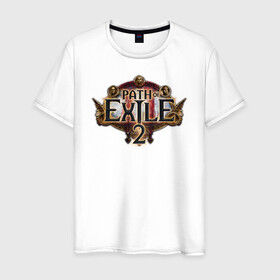 Мужская футболка хлопок с принтом Path of Exile 2 в Тюмени, 100% хлопок | прямой крой, круглый вырез горловины, длина до линии бедер, слегка спущенное плечо. | computer | game | path of exile | игра | компьютерная | путь изгнания