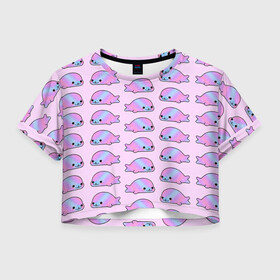 Женская футболка Crop-top 3D с принтом Нерпы в Тюмени, 100% полиэстер | круглая горловина, длина футболки до линии талии, рукава с отворотами | Тематика изображения на принте: baikal | irkutsk | байкал | иркутск | нерпа | нерпочки | тюлени | тюлень