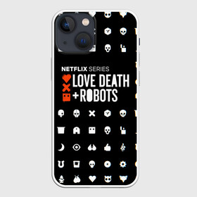 Чехол для iPhone 13 mini с принтом LOVE DEATH + ROBOTS в Тюмени,  |  | love death + robots | love death + robots print | netflix | robots | tv series | лого love death + robots | любовь | надпись love death + robots | принт love death + robots | роботы | сериал