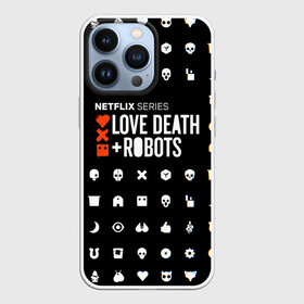Чехол для iPhone 13 Pro с принтом LOVE DEATH + ROBOTS в Тюмени,  |  | Тематика изображения на принте: love death + robots | love death + robots print | netflix | robots | tv series | лого love death + robots | любовь | надпись love death + robots | принт love death + robots | роботы | сериал