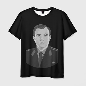 Мужская футболка 3D с принтом Юрий Алексеевич Гагарин в Тюмени, 100% полиэфир | прямой крой, круглый вырез горловины, длина до линии бедер | восток | дизайн логотипа | космический корабль | космодром байконур | космонавт | юрий ночь