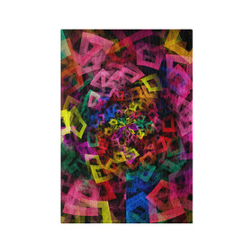 Обложка для паспорта матовая кожа с принтом Калейдоскоп в Тюмени, натуральная матовая кожа | размер 19,3 х 13,7 см; прозрачные пластиковые крепления | Тематика изображения на принте: калейдоскоп | квадраты | прямоугольники | радуга | разноцветный