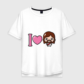 Мужская футболка хлопок Oversize с принтом Я люблю Иисуса в Тюмени, 100% хлопок | свободный крой, круглый ворот, “спинка” длиннее передней части | Тематика изображения на принте: доброта | иисус | любовь | пасха | сердце