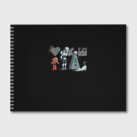 Альбом для рисования с принтом Любовь, Смерть & Роботы в Тюмени, 100% бумага
 | матовая бумага, плотность 200 мг. | cat | cats | death | logo | love | netflix | robots | анимация | кино | кот | кошка | лого | любовь | нетфликс | роботы | сериал