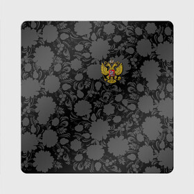 Магнит виниловый Квадрат с принтом Герб России Хохлома в Тюмени, полимерный материал с магнитным слоем | размер 9*9 см, закругленные углы | country | eagle | russia | герб | двуглавый | орел | россия | страна | флаг | хохлома