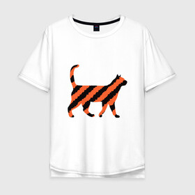 Мужская футболка хлопок Oversize с принтом Black-Orange Cat в Тюмени, 100% хлопок | свободный крой, круглый ворот, “спинка” длиннее передней части | animal | cat | cute | kitty | meow | друг | животные | киска | китти | кот | котенок | котик | котэ | кошечка | кошка | милый | мур | мяу | питомец | тигр