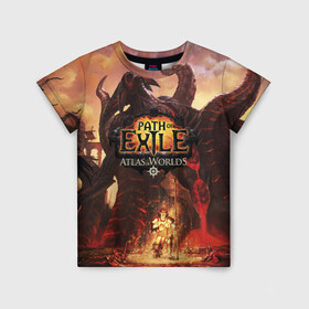 Детская футболка 3D с принтом Path of Exile в Тюмени, 100% гипоаллергенный полиэфир | прямой крой, круглый вырез горловины, длина до линии бедер, чуть спущенное плечо, ткань немного тянется | computer | game | path of exile | игра | компьютерная | путь изгнания