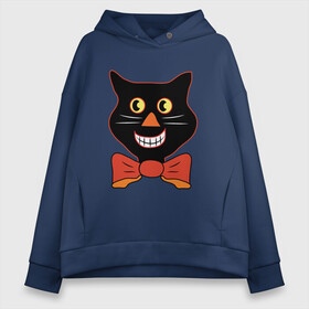 Женское худи Oversize хлопок с принтом Smiling Cat в Тюмени, френч-терри — 70% хлопок, 30% полиэстер. Мягкий теплый начес внутри —100% хлопок | боковые карманы, эластичные манжеты и нижняя кромка, капюшон на магнитной кнопке | animal | cat | cute | kitty | meow | друг | животные | киска | китти | кот | котенок | котик | котэ | кошечка | кошка | милый | мур | мяу | питомец | тигр