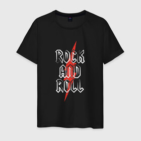Мужская футболка хлопок с принтом Rock and roll в Тюмени, 100% хлопок | прямой крой, круглый вырез горловины, длина до линии бедер, слегка спущенное плечо. | and | heavy | metal | music | n | rock | roll | гитара | музыка | рок | тяжелый