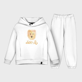 Детский костюм хлопок Oversize с принтом Лев, знак зодиака, голова льва в Тюмени,  |  | акварель | голова льва | желтый | знак зодиака | лев | оранжевый
