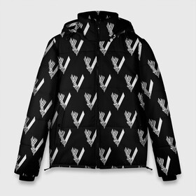 Мужская зимняя куртка 3D с принтом Викинги Лого Паттерн Vikings Pattern (Z) в Тюмени, верх — 100% полиэстер; подкладка — 100% полиэстер; утеплитель — 100% полиэстер | длина ниже бедра, свободный силуэт Оверсайз. Есть воротник-стойка, отстегивающийся капюшон и ветрозащитная планка. 

Боковые карманы с листочкой на кнопках и внутренний карман на молнии. | bjorn | floki | lodbrok | normann | ragnar | ragnarr | viking | vikingar | vikingene | vikinger | vikings | бьёрн | вальгала | вальгалла | вальхала | вальхалла | варяги | викинг | викинги | конанг | конунг | лагерта | лодброк | норман | рагнар