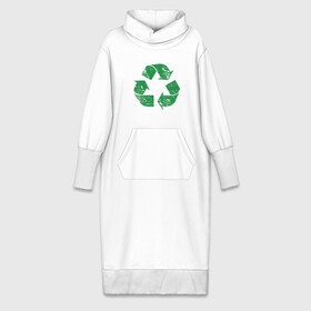 Платье удлиненное хлопок с принтом значок переработки экология в Тюмени,  |  | зеленые стрелочки | знак | значок переработки | ответсвенность | сортировка мусора | треугольник | экоактивист | экология
