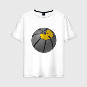 Женская футболка хлопок Oversize с принтом Wu-Tang Basketball в Тюмени, 100% хлопок | свободный крой, круглый ворот, спущенный рукав, длина до линии бедер
 | basketball | black | hiphop | method man | music | nba | new york | nyc | odb | old school | rap | rza | wu tang clan | wutang | баскетбол | ву тэнг | граффити | микрофон | музыка | нба | нью йорк | рэп | рэпер | хипхоп