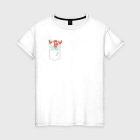 Женская футболка хлопок с принтом Zoidberg карман в Тюмени, 100% хлопок | прямой крой, круглый вырез горловины, длина до линии бедер, слегка спущенное плечо | bender | futurama | planet express | бендер | зойберг | зойдберг | мульт | мультфильм | планетный экспресс | туранга лила | филипп джэй фрай | футурама