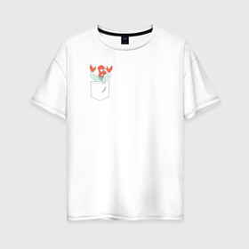 Женская футболка хлопок Oversize с принтом Zoidberg карман в Тюмени, 100% хлопок | свободный крой, круглый ворот, спущенный рукав, длина до линии бедер
 | bender | futurama | planet express | бендер | зойберг | зойдберг | мульт | мультфильм | планетный экспресс | туранга лила | филипп джэй фрай | футурама