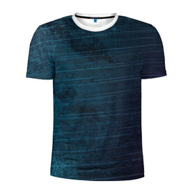 Мужская футболка 3D спортивная с принтом Texture. Blue Ripples в Тюмени, 100% полиэстер с улучшенными характеристиками | приталенный силуэт, круглая горловина, широкие плечи, сужается к линии бедра | background | blue | dark | gradient | lines | paints | purple | red | ripples | spot | spots | stripes | texture | waves | волны | голубая | градиент | краски | красный | линии | полосы | пятна | пятно | рябь | текстура | темная | тьма | фиолето
