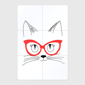Магнитный плакат 2Х3 с принтом Киса в очках в Тюмени, Полимерный материал с магнитным слоем | 6 деталей размером 9*9 см | киса | котенок | котик | кошка в очках | очки