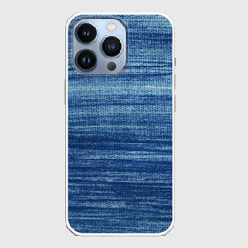 Чехол для iPhone 13 Pro с принтом Texture. Denim в Тюмени,  |  | Тематика изображения на принте: background | blue | dark | denim | gradient | ice | jeans | paints | ripples | spot | spots | stripes | texture | white | белый | градиент | джинсы | лед | линии | полосы | пятна | пятно | светлый | синий | текстура | темная | ткань | тьма | фон