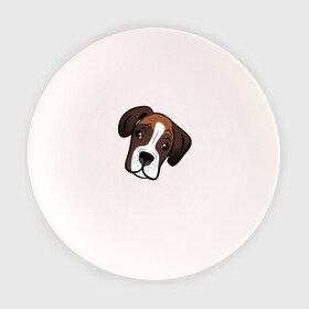Тарелка 3D с принтом Боксер в Тюмени, фарфор | диаметр - 210 мм
диаметр для нанесения принта - 120 мм | лучший друг человека | немецкий боксер | собака