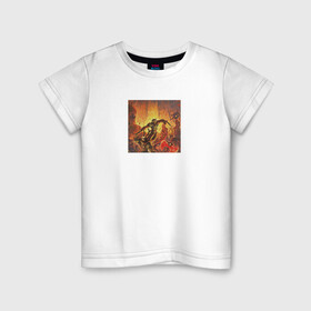 Детская футболка хлопок с принтом DOOM Вышивка в Тюмени, 100% хлопок | круглый вырез горловины, полуприлегающий силуэт, длина до линии бедер | doom | eternal | вышивка | дум | игра | палач рока | пиксель арт